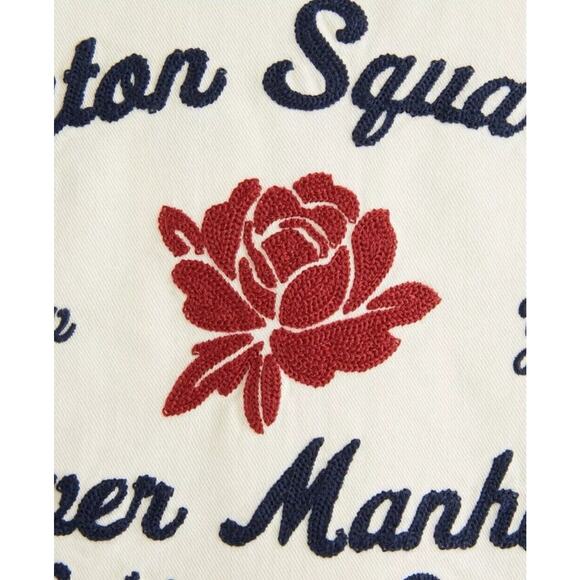 Abercrombie & Fitch Men's Cream Size M Camp Collar Workwear Embroidered Shirt - Picture 12 of 16